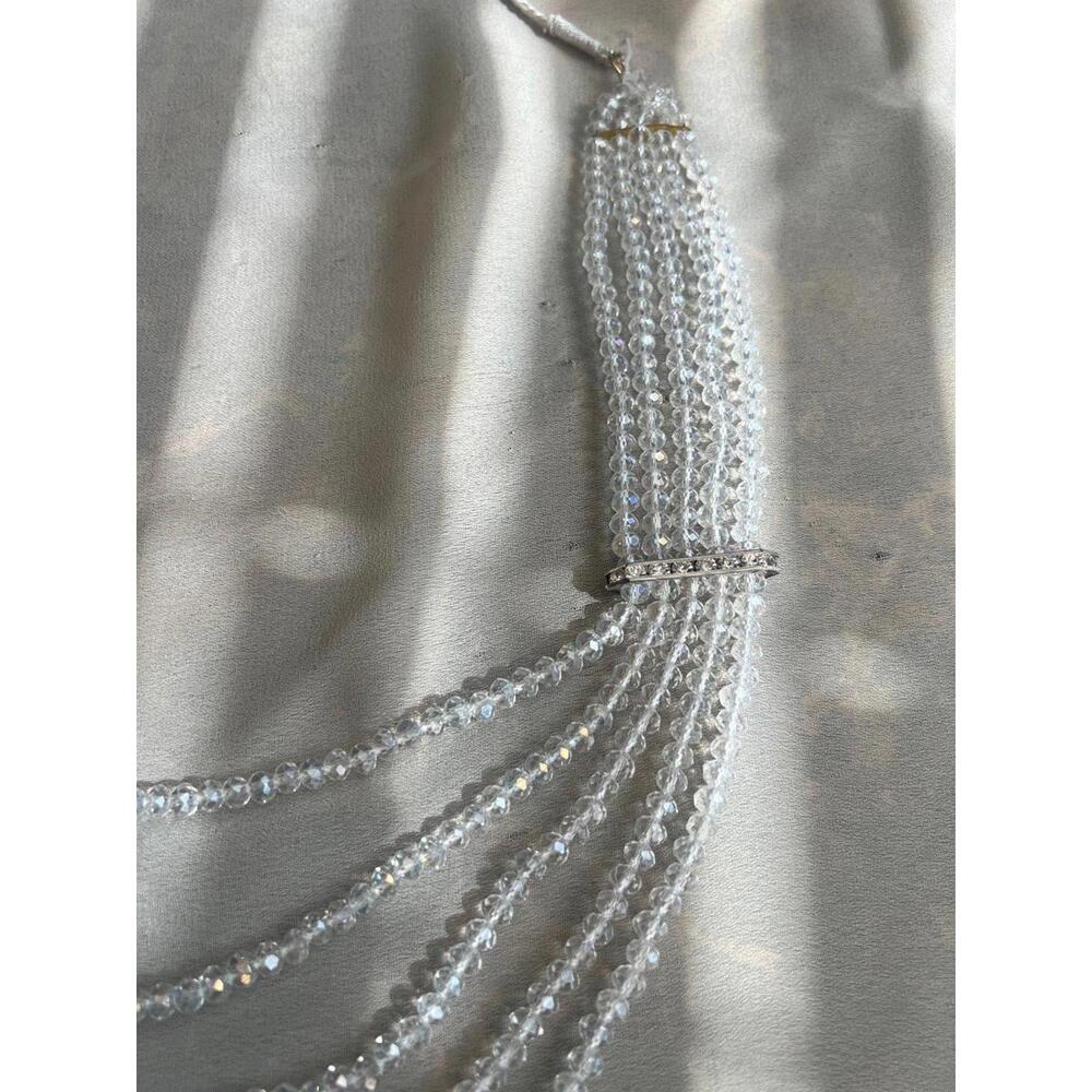 White Gorgeous Beaded Southasian Style Layered Necklace Jewelry Adjustable NEW - Picture 4 of 5
